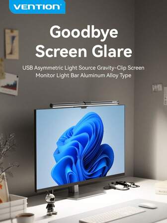 VENTON Aluminum Alloy Screen Light - USB-Powered Asymmetric Light Source With Gravity Clamp Design. Features Eye-Protecting Illumination That Prevents Screen Glare And Eliminates Flickering During Photography. Equipped With Touch Controls For Stepless Brightness Adjustment And Three Color Temperature Levels.