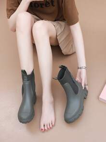 Women's Fashion Mid-Calf Rain Boots, Waterproof One-Piece Non-Slip Galoshes For Adults, Outdoor Wear