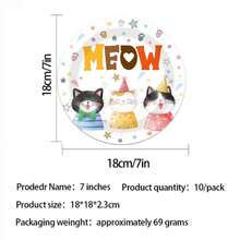 20/10 piezas Juego de vajilla con temática de gato, incluye platos, vasos, servilletas, decoraciones de cumpleaños con temática de gato. Platos de 7 pulgadas, platos de 9 pulgadas, vasos de papel de 9 onzas, servilletas. Decoración de mesa para fiesta de cumpleaños con temática de gato, fiesta de cumpleaños, fiesta temática - Multicolor - Ver 11