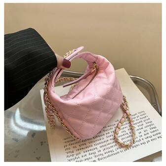 French Style Tassel Pattern Crossbody Bag For Women - Mini Size With Chain Strap, Single-Handle Design, Simple & Versatile For Daily & Office Use