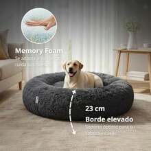 Furbedz Cama para Perro Mediano, diseño antiestrés, Cama Lavable con Funda extraíble intercambeable, Felpa ultrasuave, Forro Interno, Soporte ortopédico Memory Foam, Base Impermeable(Grande (100 cm) Gris Oxford) - Tipo 7 - Ver 3