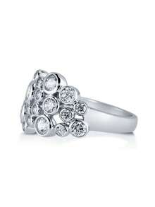 1pc Elegant Cubic Zirconia Ring, Women's Wedding Engagement Party Jewelry, Valentine's Day Gift - Silver - View 4