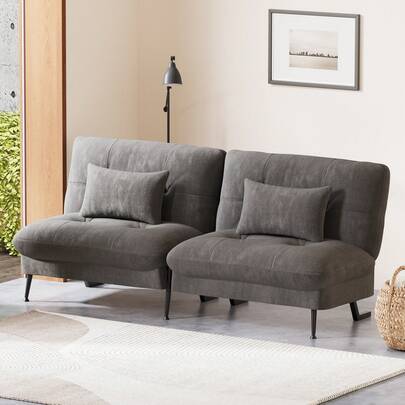  Advwin Convertible Futon Sofa Bed, Corduroy Futon Couch With Adjustable Backrest, Recliner Sleeper Sofa For Living Room, Apartment, Office, Grey