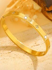 1pc Stainless Steel Flower Shaped Men's Bracelet, Minimalist Fashion Jewelry Gift, Suitable For Daily Wear