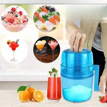 Trituradora de hielo manual de doble cuchilla, máquina para raspar hielo, mini máquina para hacer batidos, máquina de hielo manual para hacer uno mismo - azul real - Ver 2