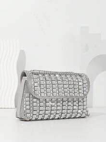 Glittering Gemstone Embellished Evening Clutch Purse, Retro Underarm Bag Suitable For Wedding, Party, Dinner, Valentine's Day Gift - Multicolor - View 15