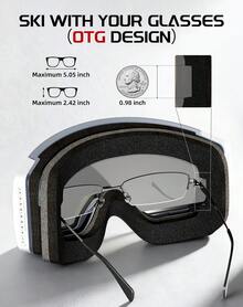 OTG Ski Goggles, Interchangeable Magnetic Lens Snow Goggles, Anti Fog Snowboard Goggles For Women Men Adult Youth - 銀色 - 查看 7