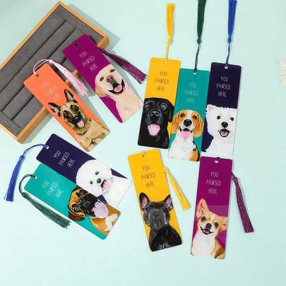 Marcadores de Livro Coloridos e Fofos de Acrílico com Vários Temas de Cachorro - Um Presente de Tag de Leitura Único para Amantes de Cachorros/Donos de Animais de Estimação/Fãs de Livros, Impressos com Frases Divertidas, Tornando o Momento da Leitura Ainda Melhor.