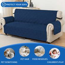 YSTYLE Single-Seater Sofa Cover With Armrests, Reversible Cat-Friendly Scratch-Resistant Couch Cover, Double-Sided Quilted Sofa Cover, Universal Sofa Cover - Berlin Blue + Gray Blue - View 6