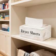 1 pieza Soporte de madera para hojas de secadora de ropa - Contenedor para hojas suavizantes, Contenedor rústico para hojas de secadora con tapa con bisagras y gancho, Dispensador de hojas de secadora para organización y decoración del cuarto de lavado