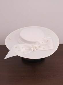 Elegante Chapéu de Abas Largas para Senhoras, Laço Grande, Chapéu para o Kentucky Derby em Ocasiões Formais, Chapéu de Feltro Macio de Top Plano para Vestido de Casamento, Noiva, Coquetel, Chá da Tarde, Halloween - A - Visão 12