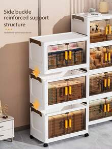 1 pieza Gabinete de almacenamiento de plástico de 38 cm/14.96 in de ancho, caja de almacenamiento plegable pequeña, gabinete para utensilios de cocina y comedor, estantería organizadora de cocina, gabinete para juguetes de la sala de estar, organizador de espacio estrecho, gabinete de almacenamiento delgado de cocina, regalo del Día de San Valentín, caja de almacenamiento, almacenamiento debajo de la cama - Té transparente - Ver 6