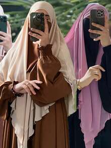 1pc Women Muslim Prayer Robe Long Hijab Scarf With Tie, Convenient Daily Tie-Sided Muslim Headscarf,Women Abaya For Dress - Multicolor - View 9