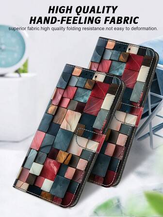 GLANDOTU Galaxy, Apple Redmi ve Cihazlar için Uygun PU Deri Cüzdan Tarzı Telefon Kılıfı Özellikleri Kabartmalı Açık Renkli Tuğla Desenli Manyetik Kapatma Tasarımı Stand Fonksiyonu Dahili Kart Yuvaları İçerir