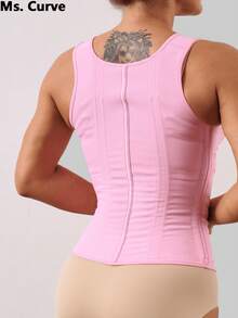1pc Ms.Curve Waist Trainer, Colombian Women Shapewear, Compression Sports Fitness Vest, Postpartum Workout Suitable, With Zipper And Hooks