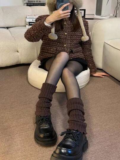 1 Pair Leg Warmers For Women,Women's Elephant Socks, Loose Socks, Knitted Leg Warmers, Ribbed Knitted Long Socks,Comfortable High Socks, College Style Knee And Calf Socks, Over Knee Long Women's Socks, Knitted Bubble Long Socks, Suitable For Various Daily Clothing