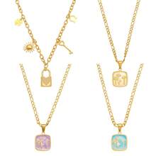 1 pezzo Collana con ciondolo a forma di cuore con zirconia, set di collane con ciondoli a goccia, placcato in oro 18K in acciaio inossidabile