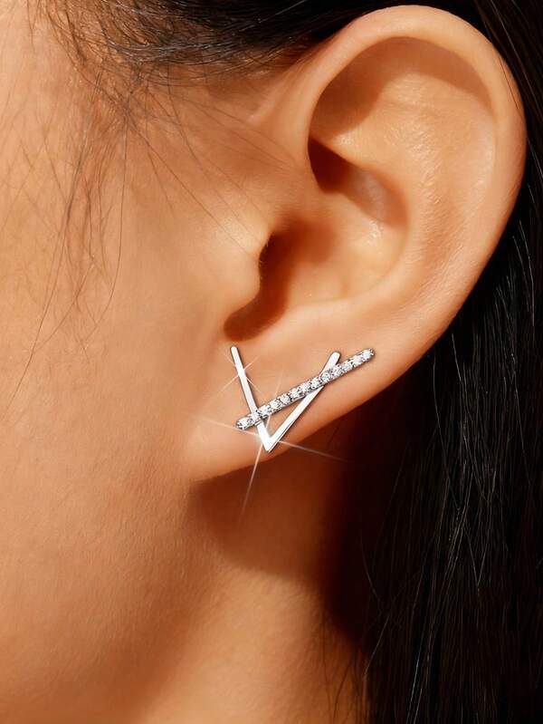 Geometric V-Shaped Earrings, Minimalist Shiny Style, Daily & Party Accessory, Fashionable Jewelry For All Seasons