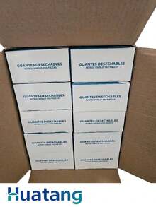 Guantes de nitrilo vinilo negro libre de látex 100 piezas: paquete de guantes desechables sin látex, resistentes a químicos y punzadas, uso sanitario e industrial. - MEDIANO - Ver 3