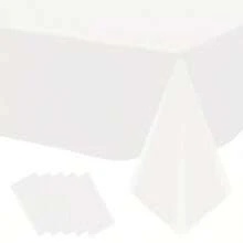 1/5pcs Disposable Plastic Rectangular Tablecloth, Various Colors For Birthday, Shower, Wedding, Ice Cream And Ocean Party Decorations, Birthday Wedding Room Decor - Multicolor - View 24