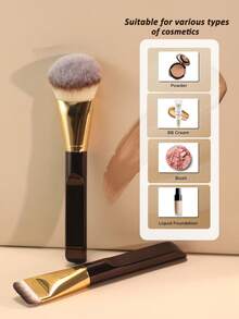 2pcs Makeup Brushes Set, 1pc Ultra-Fine Bristle Brush Designed For Light Makeup Application, 1pc Angled Brush Head For Face Contouring. This Multi-Functional Makeup Tool Is Also A Travel Essential Beauty Item. It Can Be Used As Foundation Brush, Concealer Brush, Blush Brush, Contour Brush, Powder Brush, Etc. - Gold - View 2