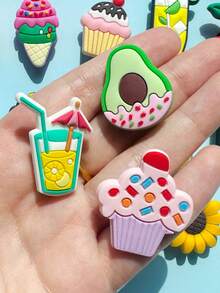 20 Pieces Of The Summer Fresh And Light Series, Summer-Themed PVC Wall Decorations, Colorful Shoe Bag DIY Accessories, Fashionable Accessories And Handicrafts - Bright Mixed Colors And Interesting Designs Featuring Cakes, Lollipops, Beverages, Avocados And Tropical Patterns - Birthday Party Gifts, DIY Handicrafts, Colorful Shoe Accessories For Bracelets And Pendants | Colorful Shoe Decorations | Glossy Surface