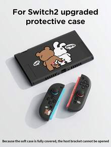 1 pieza Funda protectora con diseño lindo de oso y conejo compatible con 2 (2025), Switch NS, Switch OLED, Switch Lite, accesorios para Nintendo Switch 2/Switch, juego completo que incluye estuche de transporte, estación de acoplamiento con ranuras para tarjetas, mejor regalo para jugadores de Switch - multicolor - Ver 4