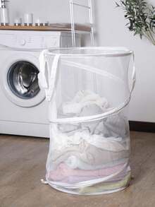 超大号可折叠洗衣篮，网状材质，带提手，适用于洗衣房、浴室、儿童房、大学宿舍、旅行、露营、礼品篮等多种场合。 - 彩色 - 查看 8