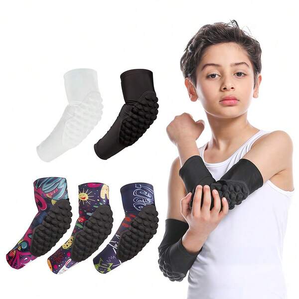 1pc Kids/Youth Sports Honeycomb Compression Elbow Pads Guards Protective Gear For Basketball, Baseball, Football, Volleyball, Wrestling, Cycling,Baseball, Tennis ﻿