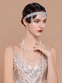 BABEYOND 1920s Flapper Headpiece Roaring 20s Headband Great Gatsby Headband Chain For Women Vintage Hair Accessory - 銀色 - 查看 2