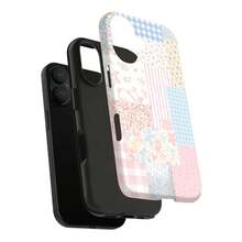 Pink Floral Shabby Chic Quilt Element-Design Phone Case, Suitable For IPhone Models 17,16, 15, 14 Pro Max, 13, 12, 11, XR, XS Plus Phone Cases, Made Of TPU Silicone Material, Providing Shock - 白色LB111 - 查看 5