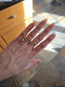 Anillos de apertura elegantes de plata de ley 925 con arreglo escalonado de doble capa y circonita incrustada para mujeres - Anillos de apertura escalonados - Ver 5