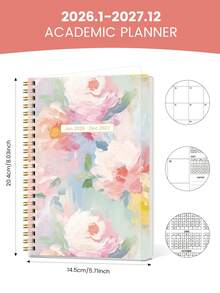BUBU 2026-2027 学年周计划和月计划本，2026 年 1 月至 2027 年 12 月，6.5 英寸 x 8.2 英寸，软封面，螺旋装订，学校和办公用品，返校季 - 彩色 - 查看 6