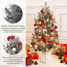 Mini árbol de Navidad de 3 pies con 78 luces LED blancas cálidas de alta calidad, 8 modos de árbol de pino de Navidad para decoración de Navidad, decoración de fiestas, hogar, oficina, base de alce - Verde - Ver 6