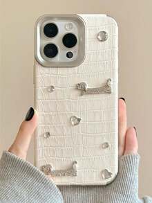 Ốp lưng điện thoại mềm chống sốc hình cún con bằng da giả đính đá lấp lánh thời trang tương thích với iPhone 17 ProMax 17 Pro 17 16 15 14 13 Pro Max 12 11 Pro Max - Chó Rhinestone - Xem 5