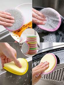 2/5/10pcs, Kitchen Dishwashing Sponge, Does Not Hurt Pot Brush Pot Artifact, Household Double-Sided Cleaning Sponge Wipe, Scouring Pad, Kitchen Scrub Sponge, Cleaning Supplies, Cleaning Tool - Multicolor - View 5