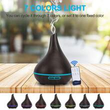 Bedroom Humidifier 500ml Aromatherapy Diffuser, Uniquely Shaped Wood Grain Essential Oil Diffuser, Cold Mist Humidifier USB Aromatherapy Diffuser, With Timer LED Light, Home And Office Humidifier (Dark Wood Grain). - 1PC - View 6
