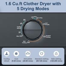 Portable Clothes Dryer For Apartment, 10lbs Compact Electric Laundry Dryer With Stainless Steel Tub, 1.6 Cu.Ft Suitable For Apartments, Dorm, RVS(Grey) - Xem 3