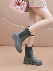 Women's Fashion Mid-Calf Rain Boots, Waterproof One-Piece Non-Slip Galoshes For Adults, Outdoor Wear