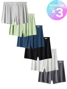 3 Pieces Of Men's Quick-Drying Athletic Shorts, Breathable And Comfortable, With An Open Button Design, Soft And Loose Fit, Suitable For Outdoor Activities, Home Leisure, And As Pajama Wear For Men. - 3件 - 查看 8