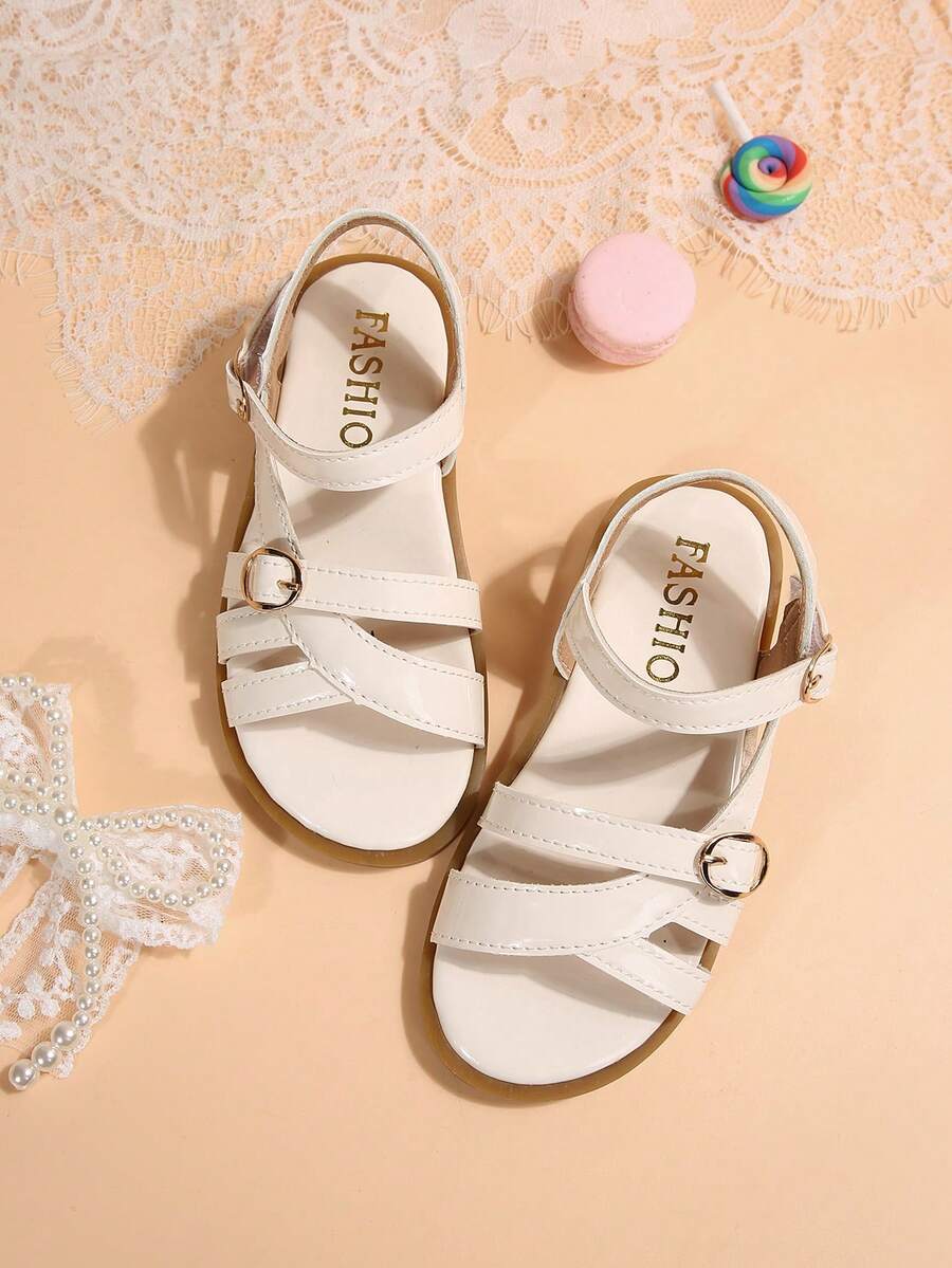 Children Fashion Outdoor Sandals Summer Square Toe Flat Shoes Strap Sandals New Style Girls Shoes Stylish Beach Slippers - Beige - View 1
