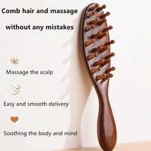 Comfortable Massage Comb Wood Scalp Massager Natural Wooden Massage Comb Portable Wide Tooth Combs For Luxurious Hair Care, Suitable For Scalp Care-FUNALING - 1 - 查看 5