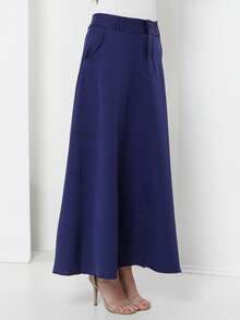 Tailored Skirt With Belt Loops (Without Belt) Code: 3010 - Navy Blue - View 5