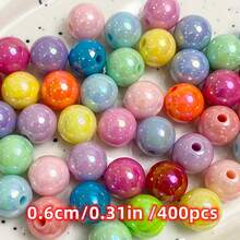 400/200/100pcs 6/8/10mm Multicolor AB Color Acrylic Dual-Color Beads For DIY Jewelry Making, Bracelet Necklace Charming Beads Crafts Accessories