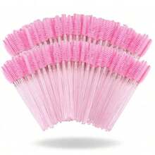500 Piezas/200 Piezas/50 Piezas Brochas desechables para delineador de ojos, Cepillo de pestañas de nailon, Cepillo rodante, Sin cejas. Extensión de pestañas Varilla de plástico ABS adecuada para tipo de piel normal - Set de cabezales de cepillo rosa