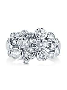 1pc Elegant Cubic Zirconia Ring, Women's Wedding Engagement Party Jewelry, Valentine's Day Gift - Silver - View 3