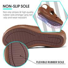 Women's Summer Platform Sandals With Closed Toe & Hollow Cut-Outs | Chunky Sole Wedge Heel For All-Day Comfort | Breathable & Supportive For Work Commutes, Office Wear, And City Travel | Stylish Walking Sandals For Everyday Use.Women's Brown Sandals.Sandalias De Mujer Verano,Women Sandals,Brown Sandals,Brown Sandals,Wedge Sandals,Brown Sandals For Women,Closed Toe Sandals. - 棕色 - 查看 4