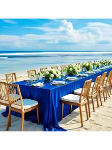 1 pièce Grande nappe bleu royal élégante et de luxe pour mariages, banquets, événements formels - Décoration de fête de luxe, nappe facile d'entretien, parfaite pour les douches de mariée et les occasions spéciales, nappes de mariage, décoration d'intérieur - bleu indigo - Voir 7
