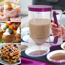 Pancake Batter Dispenser, Kitchen Must Have Tool For Perfect Pancakes, Cupcake, Waffle, Cake & Crepe, Batter Separator Maker With Measuring Label, Easy Pour Baking Supplies For Griddle (Purple),Fast And Precise Batter Funnel - 預設 - 查看 3