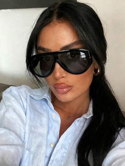 1pc Oversized European & American StylisFashion Glasseses, Fashionable Street Style Eyewear For Summer, Vacation, Travel, Beach Accessories